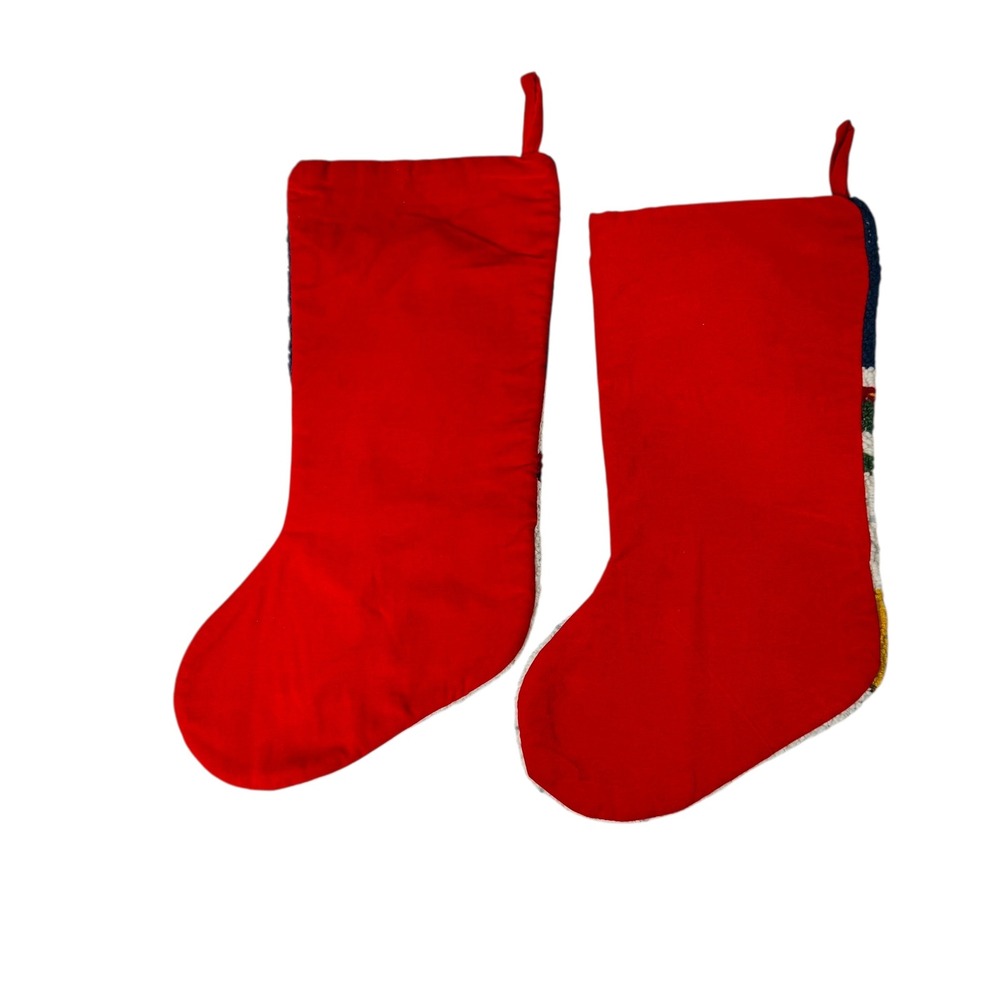 Christmas Stockings Santa‎ Claus Teddy Bears Snowman Holiday Decor Needlepoint - Picture 3 of 4